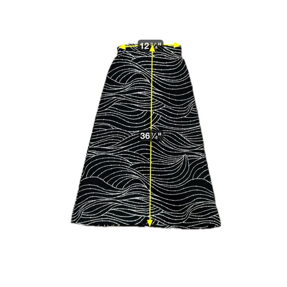 Susan Lawrence Black White Patterned Maxi Pencil Skirt Sz Medium - Picture 7 of 8